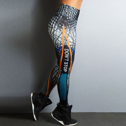 2025 Popular Digital Printing Letters Sports Yoga Fitness Leggings Quick Dry High Elastic Workout Leggings