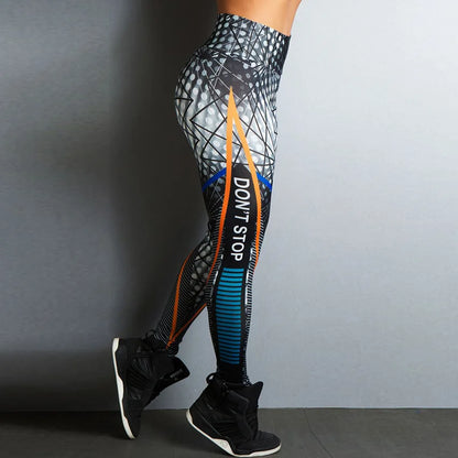 2025  Popular Digital Printing Letters Sports Yoga Fitness Leggings Women Gym Jogging Quick Dry Push Up Slim Pants