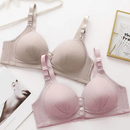 Adjustable Bra Shoulder Strap Front Button Closure 3/4 Cup Wireless Push-up