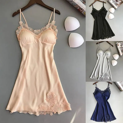 Camisón de seda con tirantes para mujer, pijama sexy de primavera y verano, fino, de satén, para uso doméstico.