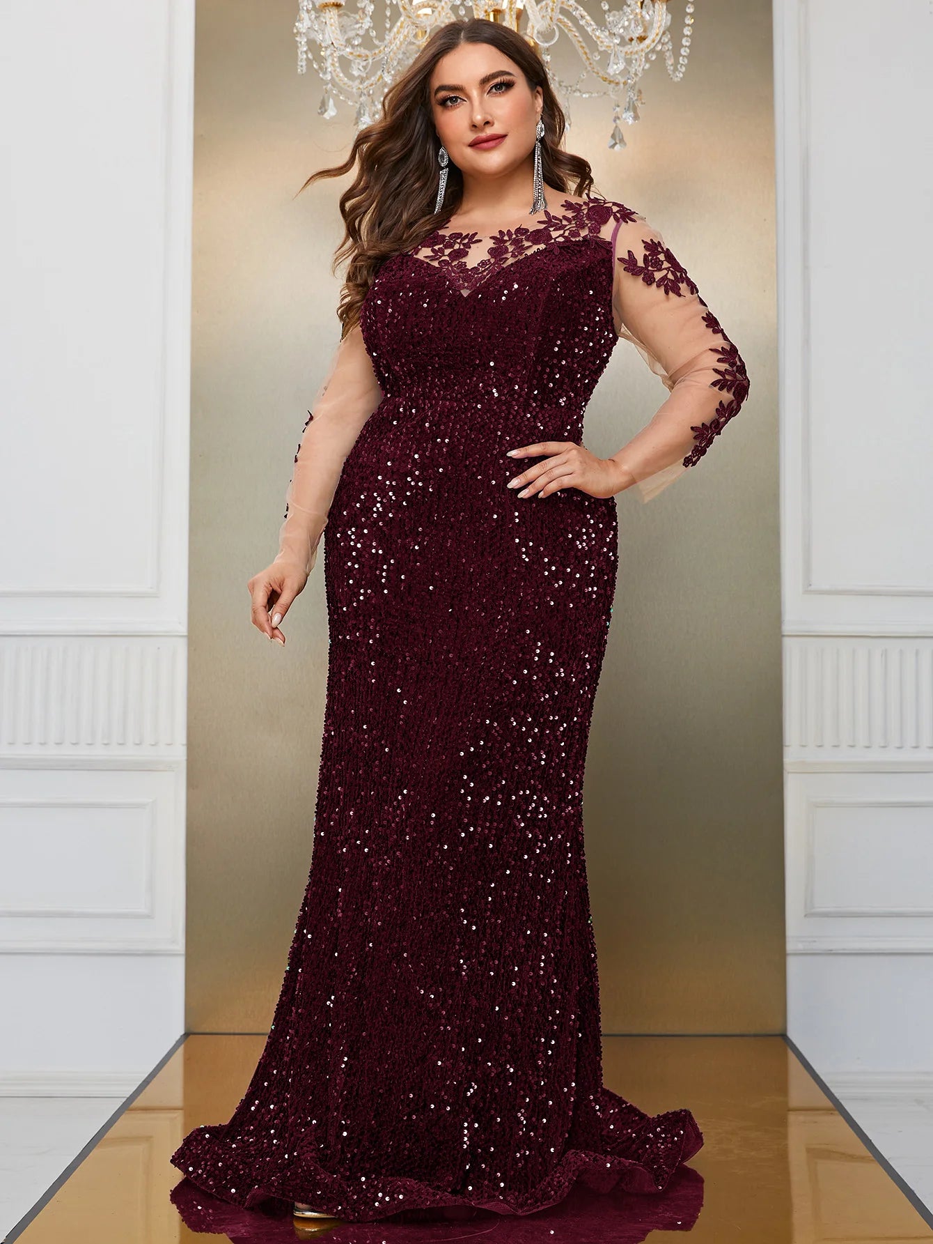 YISIKADO Giffniseti Plus Contrast Mesh Sequin Formal Dress PARTY DRESS 2024 San Remo Shops