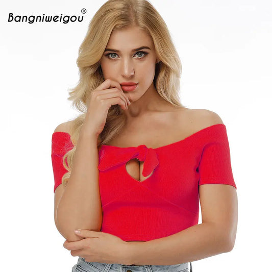 Off Shoulder Knit Crop Top