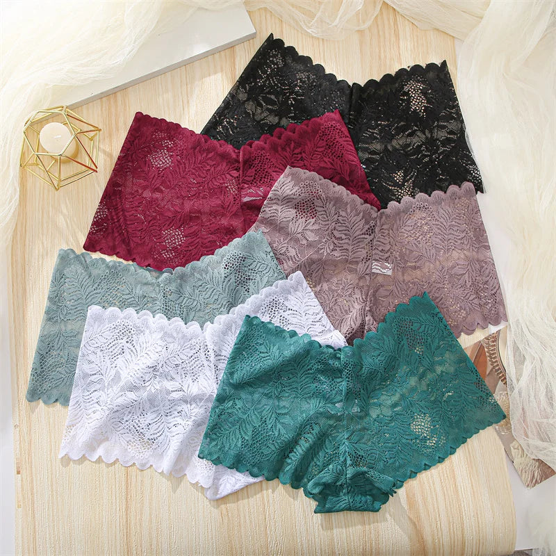 4pcs Lace Floral Panties Female Low-Waist Breathable Girls Lingerie