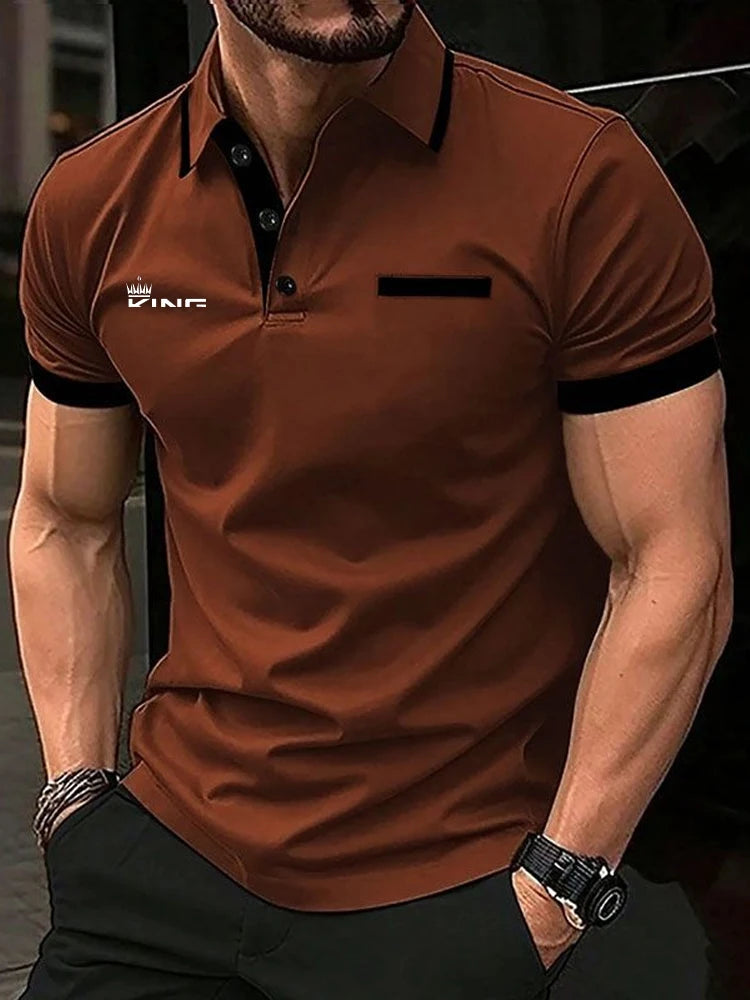 Men's Polo Shirt Golf Shirt Casual Sports Lapel Short Sleeve Fashion Basic Color Block Patchwork Summer Regular Fit Polo Shirt