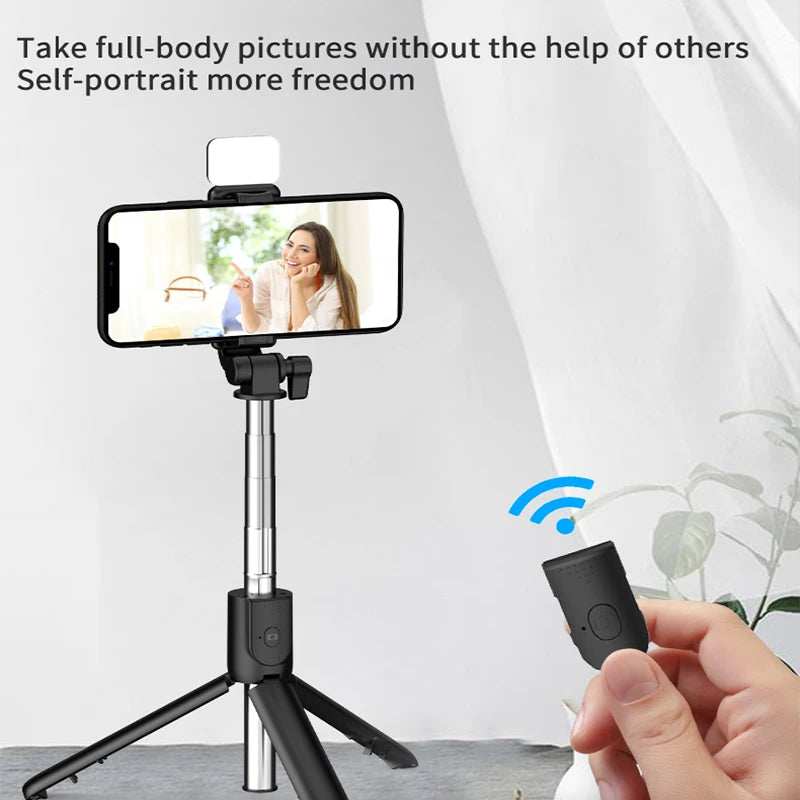 Selfie Stick with Tripod Stand Bluetooth Remote Control Mobile Phone Holder for IPhone Huawei Xiaomi SmartPhone With Fill Light San Remo Shops