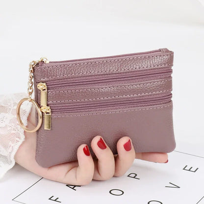 PU Leather Money Coin Purse 2024 New with Key Ring Waterproof Pocket Purse Zipper Wear-resistant Credit Card Holoder Male Women