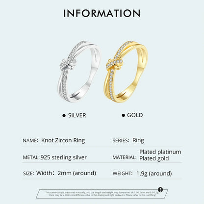 Bamoer 925 Sterling Silber Doppelschicht-Knoten-Fingerring Stapelbare Ringe für Frauen Original-Design Edler Schmuck SCR896 2 Farben