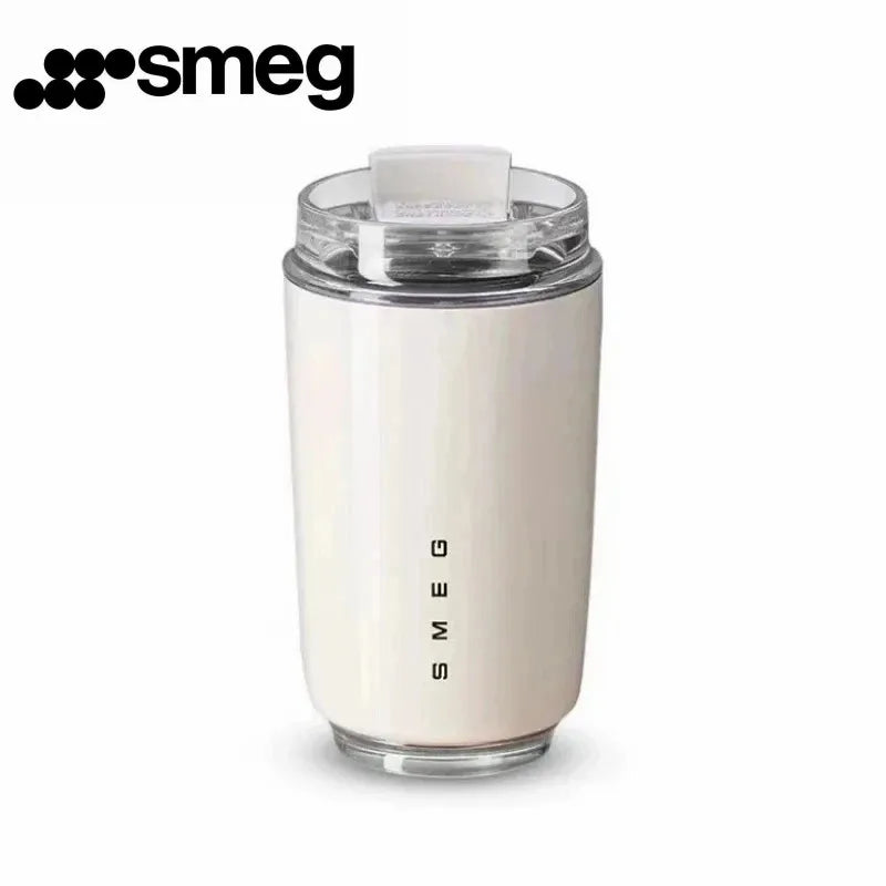 Original SMEG  Hot Coffee Insulated Stainless Steel Thermal Glass Mug Sport Bottle with Compartment Water White Thermos San Remo