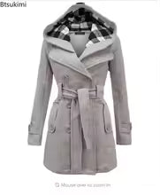 Hooded Overcoat Double-Breasted