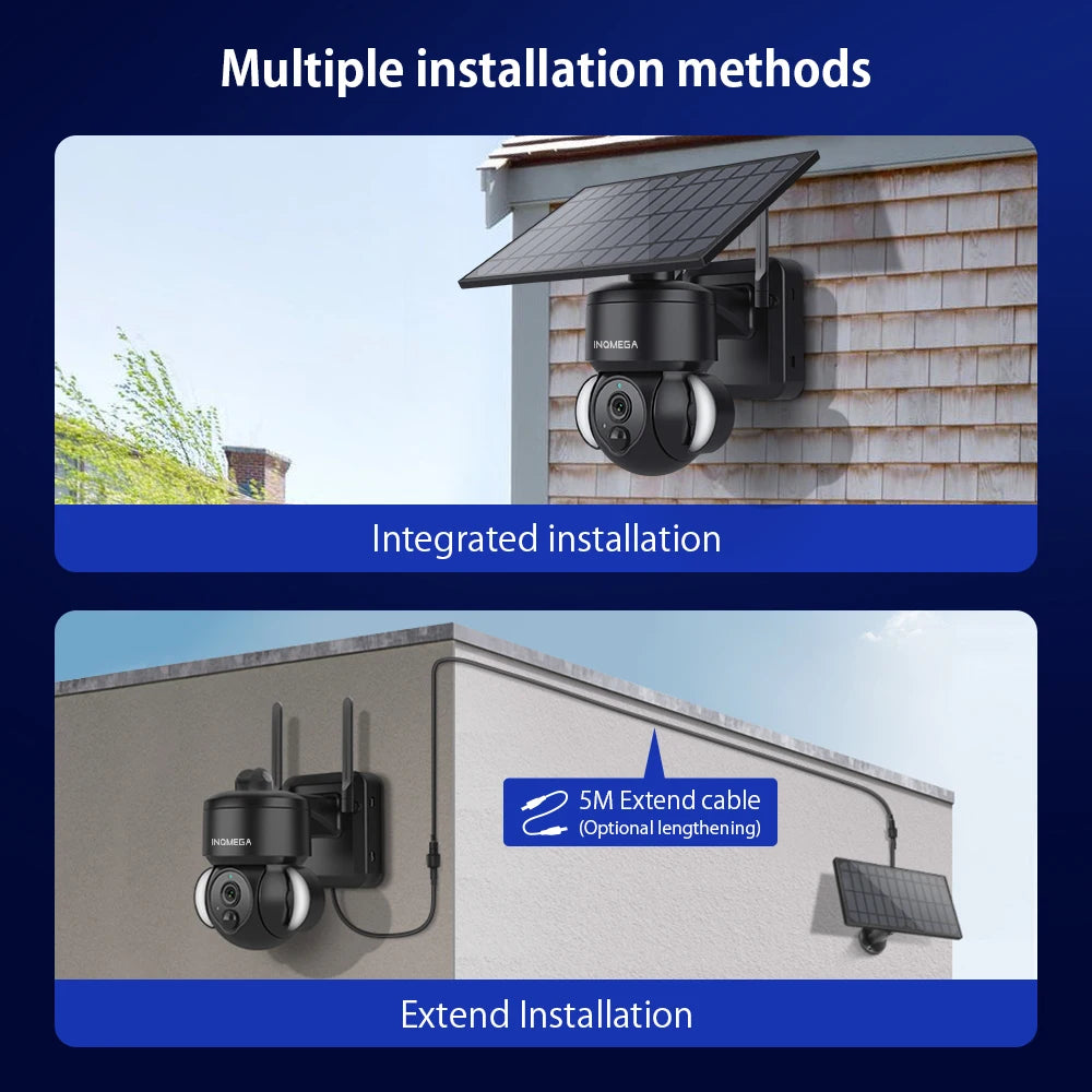 INQMEGA TUYA Camera with Solar Panel, PIR Motion Detection, Can Be Installed Separately, Video Surveillance CCTV Supports Alexa San Remo