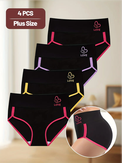4pcs Women's Mid-Rise Briefs, soft polyester and spandex blend.