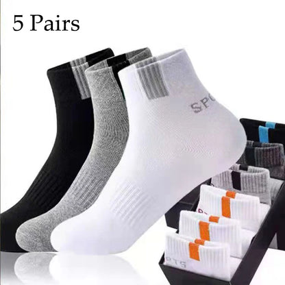 5 pares de calcetines de fibra de bambú para hombre, talla 37-43, para otoño e invierno, de algodón transpirable, deportivos, desodorantes y de negocios.