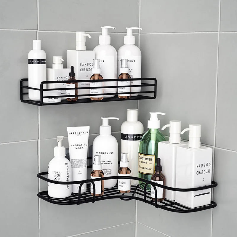 Solid Stainless Steel Storage Rack Punch-free Singer Layer Triangle Wall Mounted Shelf Holder for Bathroom Kitchen Bedroom San Remo Shops