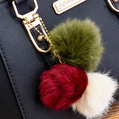 Luxuriöse High-End-Einkaufstasche aus PU-Leder für Damen mit Plüschquaste, Messenger Bags, Schultertaschen, verstellbarem Riemen, Umhängetaschen