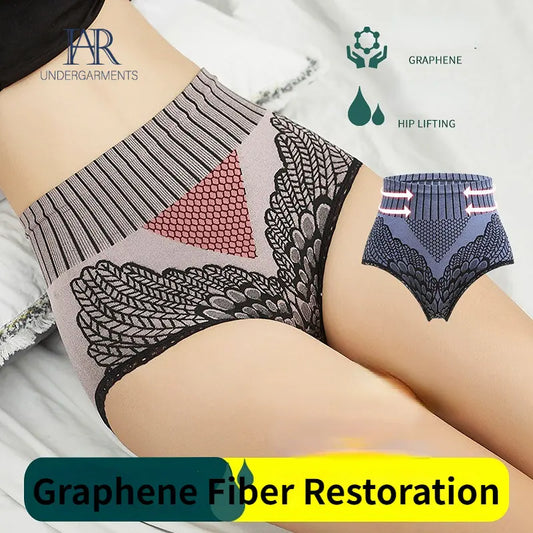 2024 Graphene Fiber Restoration High Waist Briefs Women’s Stretchy Body Shaping Panties Soft Full Coverage Fiber Recovery Shaper