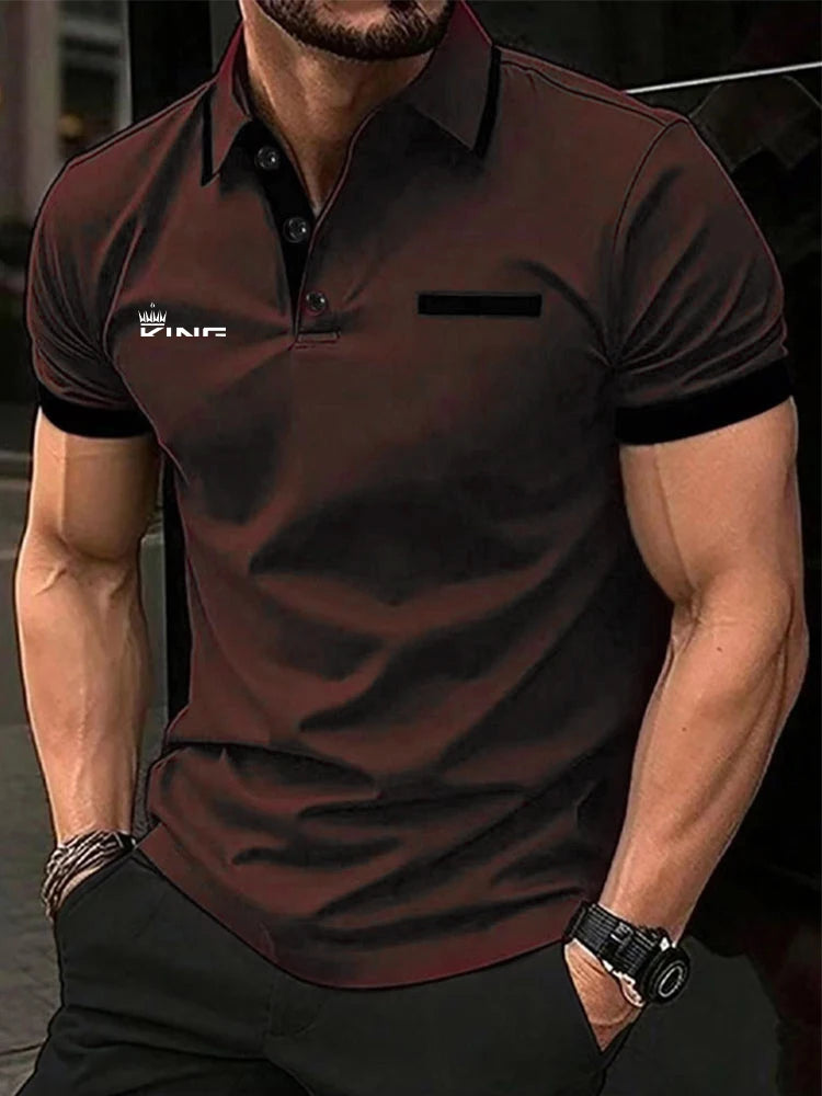 Men's Polo Shirt Golf Shirt Casual Sports Lapel Short Sleeve Fashion Basic Color Block Patchwork Summer Regular Fit Polo Shirt