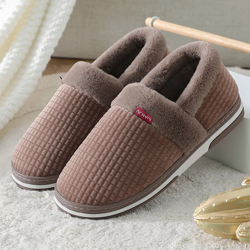 Home Slippers for Men Women Winter Furry Slides Female Indoor Plush Non Slip Bedroom Warm Male Flip Flops Couples Soft Shoes San Remo