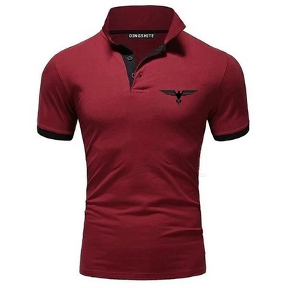 Polo collar contrasting color shirt