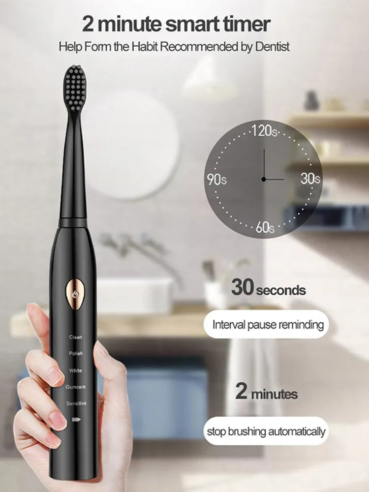 Ultrasonic Sonic Electric Toothbrush For Adult Rechargeable Tooth Brushes Washable Electronic Whitening Teeth Brush Timer Brush San Remo