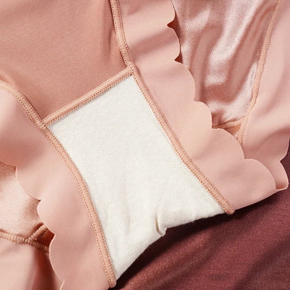 2pcs/set High-waist  Satin Ice Silk Seamless Underwear