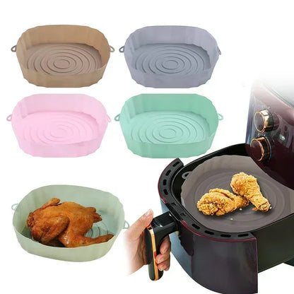 18CM Air Fryer Silikonkorb Silikonform Airfryer Ofen Backblech Pizza Fried Chicken Korb Wiederverwendbare Pan Liner Zubehör
