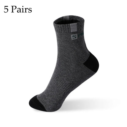 5 pares de calcetines de fibra de bambú para hombre, talla 37-43, para otoño e invierno, de algodón transpirable, deportivos, desodorantes y de negocios.
