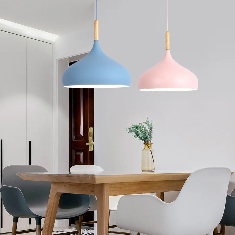 Multicolour Lustre Pendant Lights dia 16/17/24cm Restaurant Wood Hanging lighting Light Fixtures Modern E27 LED Loft Hanglamp San Remo Shops