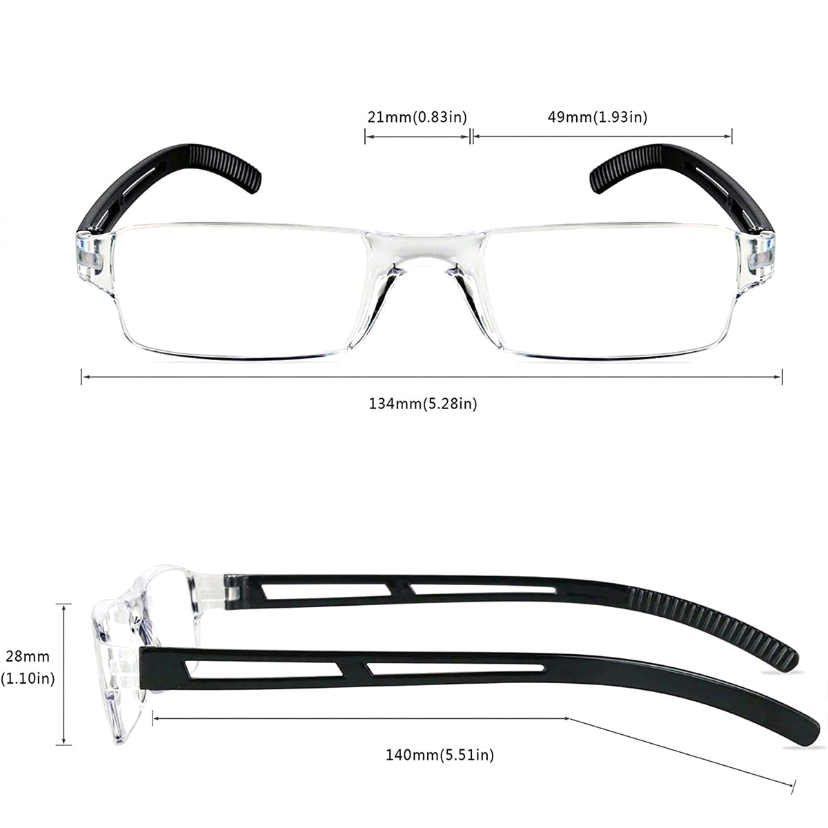 Integrated Reading Glasses, Clear Lenses
