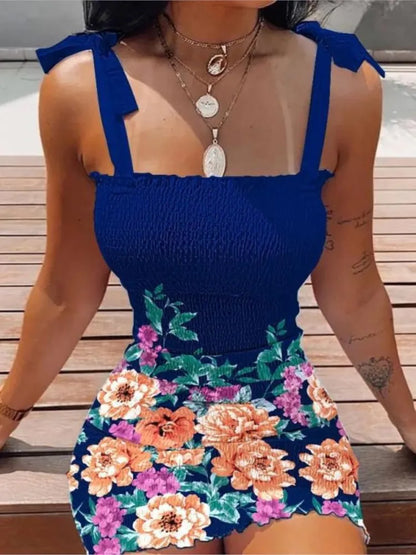 Vestido ajustado con estampado sexy de verano para mujer, minivestido ajustado con tirantes finos, elegante, para fiesta en la playa