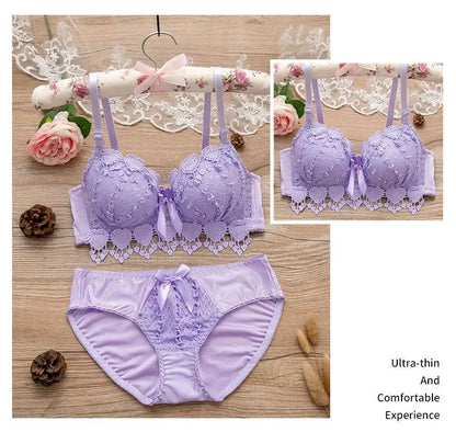 Lace Women Bra Panties Set Wire Free Bra Top Set  Wear Bra Female Sexy Lingerie Set Multi Color Fitness Crop Top Underwear 2 sold