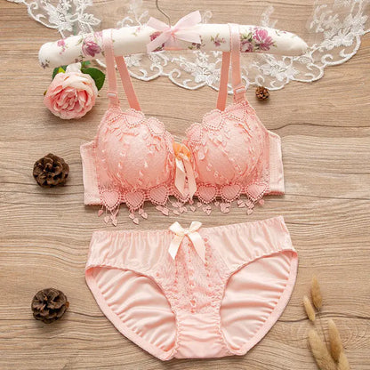 Lace Women Bra Panties Set Wire Free Bra Top Set  Wear Bra Female Sexy Lingerie Set Multi Color Fitness Crop Top Underwear 2 sold