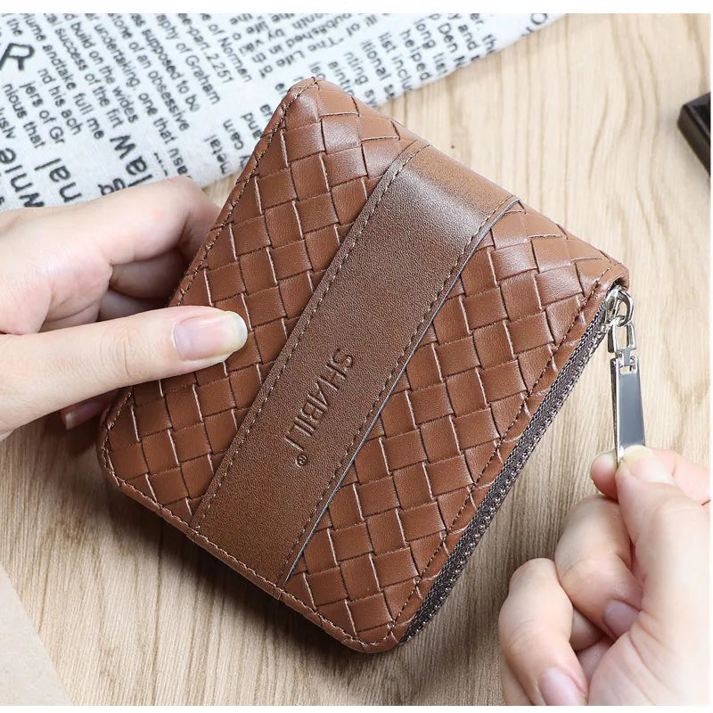 2024 New Short Wallet Braided Korean Youth Men's Horizontal Wallet Multi-card Trend Card Holder San Remo Shops