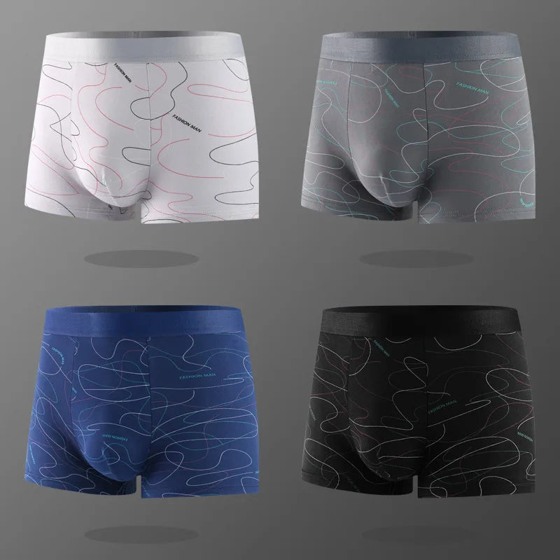 4/8Pcs Men's Boxer U Convex Printed Underpants Male Fashion Comfortable Shorts Panties Man Solid Breathable Underwear 45-100kg San Remo