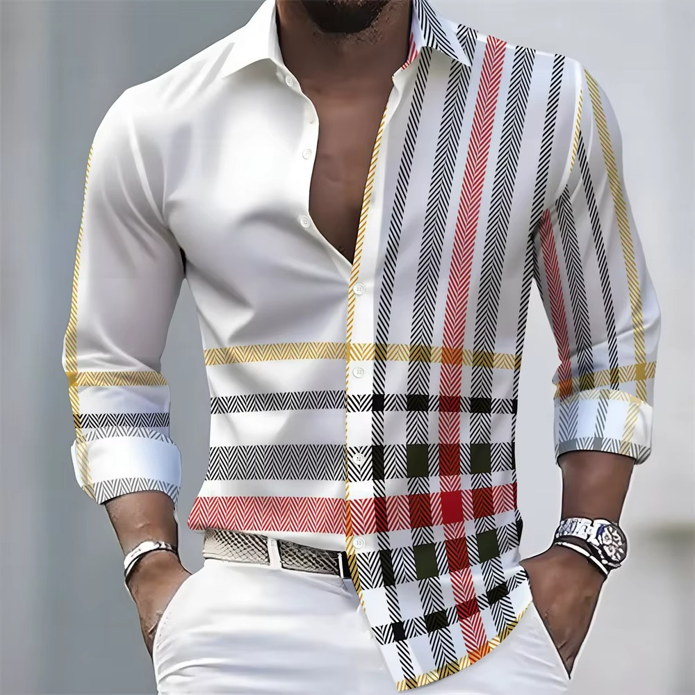 Men's Striped Long-Sleeved Shirt