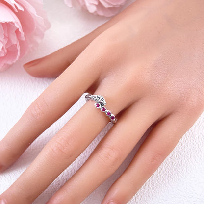 sterling Silver 925 Rings Shiny Lucky Red Zircon Original Fine Jewelry