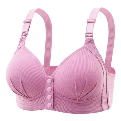 Front Button Closure Push Up Bra with Adjustable Straps Plus Size Support No Wire