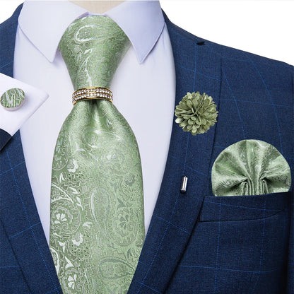 8cm Ties Handkerchief Cufflinks Metal Ring Brooch Pin 5 Pcs Set