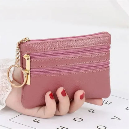 PU Leather Money Coin Purse 2024 New with Key Ring Waterproof Pocket Purse Zipper Wear-resistant Credit Card Holoder Male Women