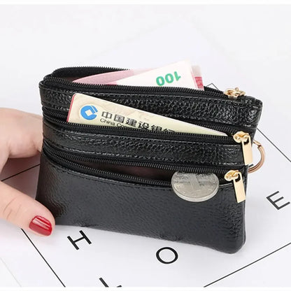 PU Leather Money Coin Purse 2024 New with Key Ring Waterproof Pocket Purse Zipper Wear-resistant Credit Card Holoder Male Women