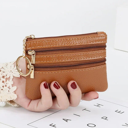 PU Leather Money Coin Purse 2024 New with Key Ring Waterproof Pocket Purse Zipper Wear-resistant Credit Card Holoder Male Women