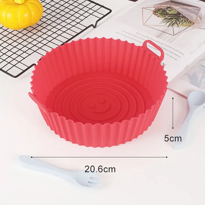 Reusable Air fryer Pan Liner Silicone Oven Baking Tray Pizza Chicken Non-stick