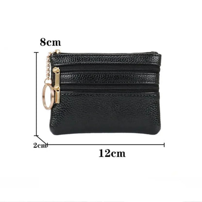 PU Leather Money Coin Purse 2024 New with Key Ring Waterproof Pocket Purse Zipper Wear-resistant Credit Card Holoder Male Women