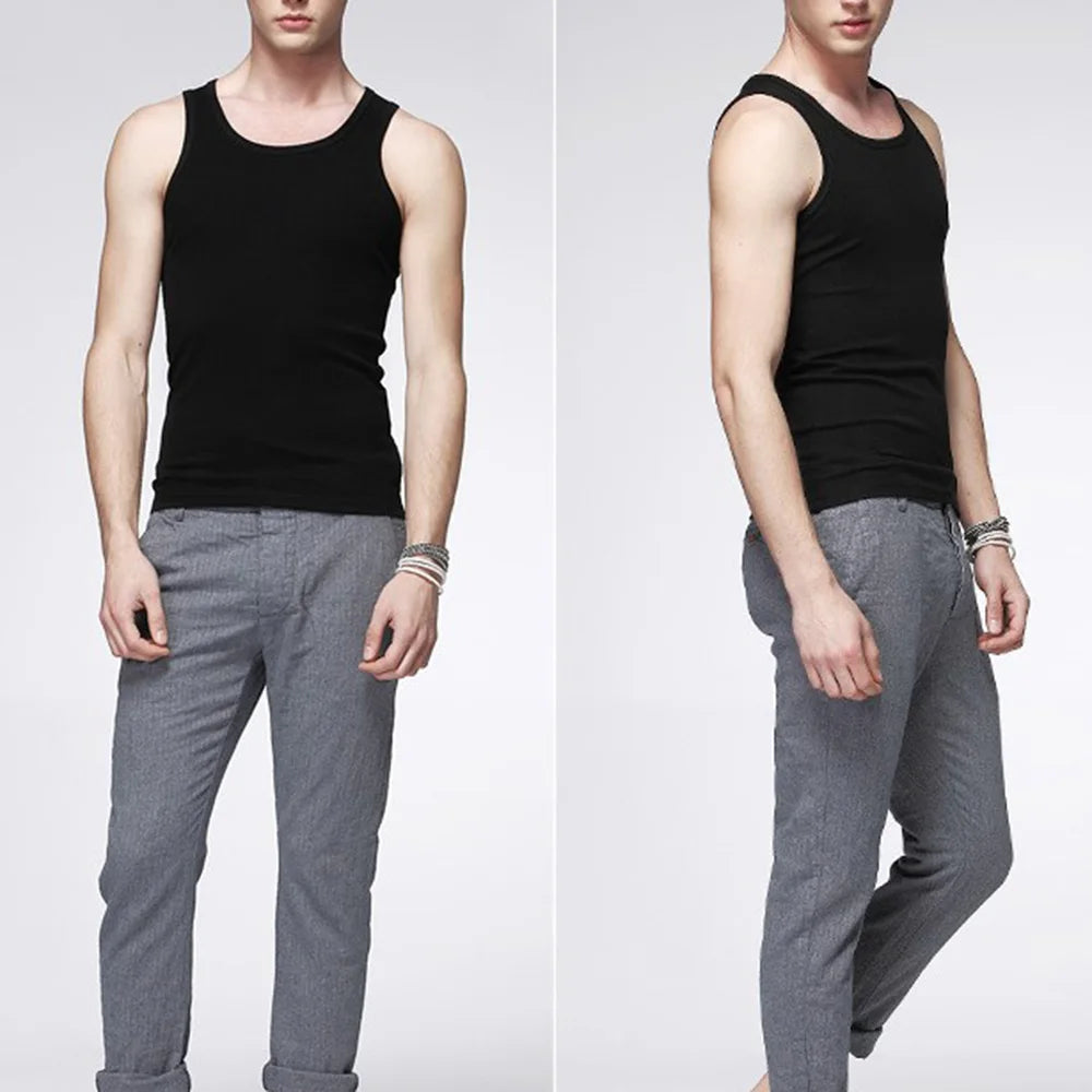 Men's Vest Pure Cotton Undershirts Bodybuilding Motion Outerwear Sweatshirt Elastic Male Underwear Tees Tank Top Desers