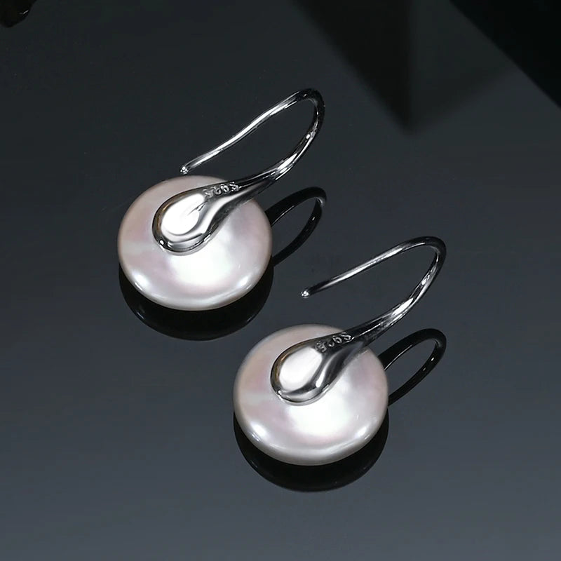 Baroque Button Natural Freshwater Pearl Ear Spoon Style Earrings 925 Sterling Silver Fashion Classic Elegant Gifts for Women San Remo Shops