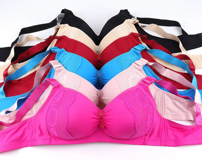 Push Up Bras for Women Large Size Full Cup Adjustment Wireless Lace Seamless Bralette