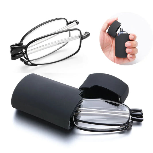 2022 Folding Portable Reading Glasses with Case Unisex Retro Telescopic Rotation Far Sight Presbyopia Men Women Diopter Eyewear San Remo