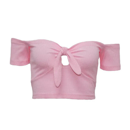 Off Shoulder Knit Crop Top