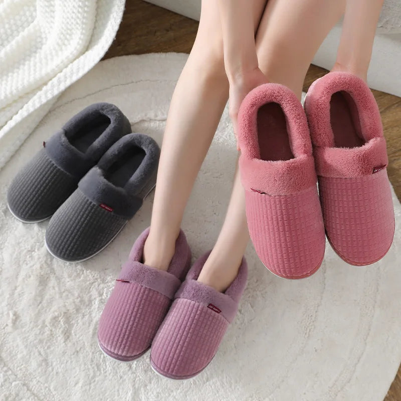 Home Slippers for Men Women Winter Furry Slides Female Indoor Plush Non Slip Bedroom Warm Male Flip Flops Couples Soft Shoes San Remo