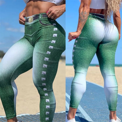 Print Women Leggings Push Up Running Sports Leggings Slim Pants Fitness