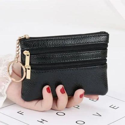 PU Leather Money Coin Purse 2024 New with Key Ring Waterproof Pocket Purse Zipper Wear-resistant Credit Card Holoder Male Women